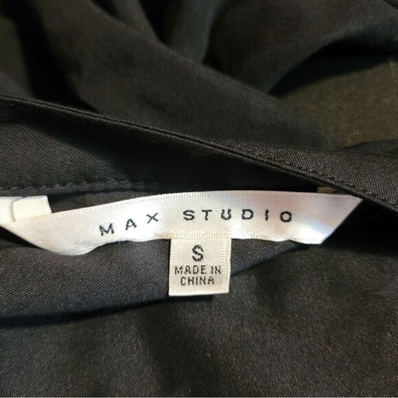 Max Studio Black Roll Tab Sleeve Drawstring Blouson Dress Size Small - Picture 8 of 10